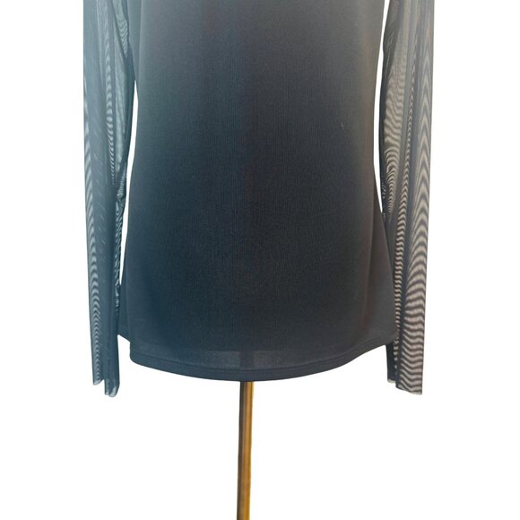 Bailey 44 Medium Black Mesh Long Sleeve Top - Picture 10 of 13